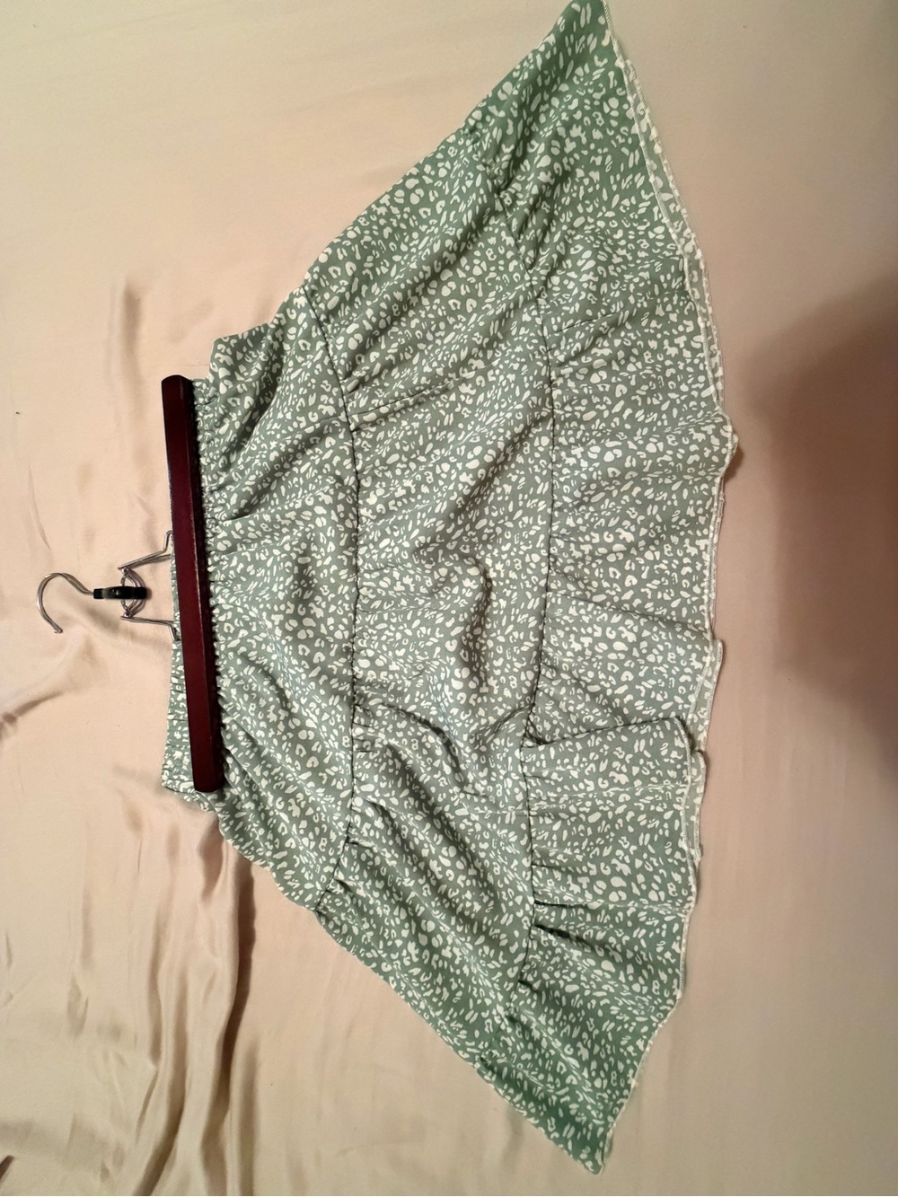 ROMWE Sage Green Printed Circle Skirt